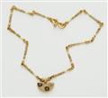 A German 21k gold ancient gold bead and Roman mille fiori glass pendant necklace. - image-2