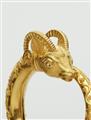 A Greek 18/21k gold rams head bangle. - image-2