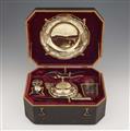 An Augsburg silver gilt travel service in a fitted case - image-1