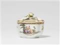 A Meissen porcelain sugar box with a Watteau scene - image-1