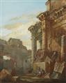 Charles Louis Clerisseau - Zwei Ansichten aus dem antiken Rom mit Figuren - image-2