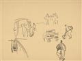 Lyonel Feininger - 4 doble-sided sketches for 'An der Seine, Paris' - image-6