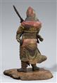 A polychrome and carved wood figure of a guardian. Edo period(?) - image-2