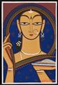 Jamini Roy (1887-1972) o.T. (Frau in Blau). Tempera auf Karton. Ca. 1940. - image-2