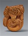 A light boxwood netsuke of a dragon emerging from a snail shell. 19th century - image-3