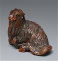 A Nagoya wood netsuke of a long-haired goat. Mid-19th century - image-1