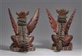 Two Bali polychromed wood figures of winged lions (singha). Indonesia. 20th century - image-2