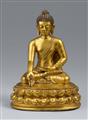 Buddha Bhaisajyaguru. Feuervergoldete Bronze. 15./16. Jh. - image-1