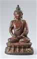 A lacquered bronze figure of Buddha Shakyamuni. 17th/18th century - image-1