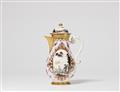 An unusual Meissen porcelain coffee pot with merchant navy scenes - image-1