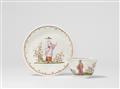 A Meissen porcelain tea bowl and saucer with Chinoiseries - image-1