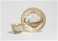 A Meissen porcelain tea bowl and saucer with merchant navy and calendar decor - image-1