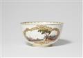 A Meissen porcelain slop bowl with elegant couples - image-1