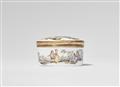 An oval porcelain snuff box with Watteau style scenes - image-5