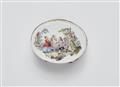 An oval porcelain snuff box with Watteau style scenes - image-9