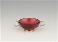 A small Augsburg silver gilt mounted ruby glass dish - image-1