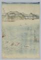 Utagawa Hiroshige - Ôban triptych. View of the whirlpools at the Naruto Straits in Awa, from an untitled series of three triptychs that depict Snow, Moon and Flowers (setsugekka). 
This triptych i... - image-3