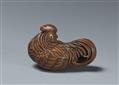 A wood netsuke of a proud rooster. - image-2