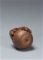 A contemporary boxwood netsuke of a pear and two wasps by Alexander Derkachenko (born 1964). Kyiv. 2020 - image-2