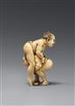 An ivory netsuke of two wrestlers. Mid-19th century - image-4