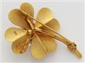 A German 18k gold and cultured pearl clover brooch. - image-2
