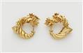 A pair of German 18k gold "cornucopia" hoop earrings. - image-1
