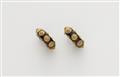 A pair of German 18k gold black enamel and granulation hoop earrings. - image-1