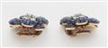 A pair of French 18k yellow gold diamond and mysterious-set sapphire "Pavot" earclips. - image-4