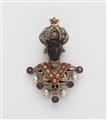 An Italian silver 18k gold coral amethyst and cultured pearl Moretto clip brooch. - image-1