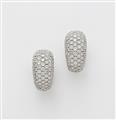 A pair of German 18k white gold and pavé-set diamond clip earrings. - image-2