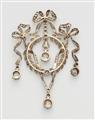 An Edwardian silver 14k gold and diamond garland pendant with original case. Mountings lost. - image-2