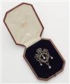 An Edwardian silver 14k gold and diamond garland pendant with original case. Mountings lost. - image-3