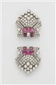 A pair of platinum diamond and ruby Art Déco clips alternatively to be worn on an attached stainless steel bangle. - image-2
