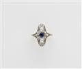 A 14k gold platinum diamond and sapphire Art Déco marquise ring. - image-1