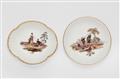 A Meissen porcelain dish and saucer with mining motifs - image-1