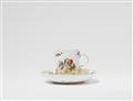 A Meissen porcelain trembleuse cup and saucer with flowers and fruit - image-2