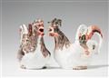 A rare pair of Meissen porcelain chicken jugs - image-1