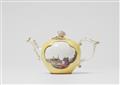 A Meissen porcelain teapot with yellow ground - image-1