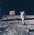 NASA - Astronaut Edwin E. Aldrin Jr. poses for a photograph beside the deployed United States flag, Apollo 11 - image-1