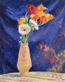 Henri Lebasque - Vase d'anémones sur fond bleu - image-1