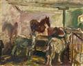 Max Slevogt - View into a stable with animals - image-1