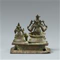 A miniature Chola copper alloy altar of Shiva and Parvati. Southern India. 15th/16th century - image-2