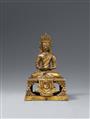 A Sino-tibetan gilt bronze figure of Amitayus. Qianlong era, around 1770 - image-1
