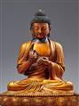 Buddha Dipankara. Holz, Modelliermasse, Lack und Vergoldung. 18. Jh. - image-3