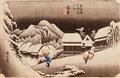 Utagawa Hiroshige - Evening in Kanbara with snow - image-1