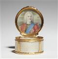 A German 18k gold and mother of pearl snuff box with portrait of Christian-Ludwig II Duke of Mecklenburg-Schwerin. - image-1
