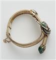A 14k gold green enamel and diamond Victorian buckle bracelet. - image-2