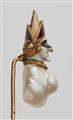 A French 18k gold enamel and baroque blister pearl pin. - image-3