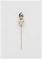 A French 18k gold enamel and baroque blister pearl pin. - image-1