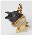 A German 18k gold ebony and rock crystal pendant "Raven in Armour". One of a kind. - image-2